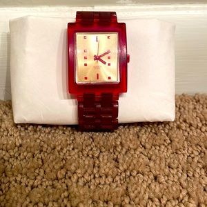 SWATCH Square Ruby Nightbird Watch 5 1/2” when latched close $30 EUC SUAR100